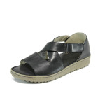 Черни ортопедични дамски сандали, естествена кожа - всекидневни обувки за лятото N 100011040