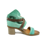 Зелени анатомични дамски сандали, естествена кожа - всекидневни обувки за лятото N 100011042
