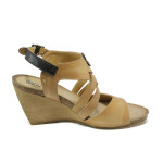 Бежови анатомични дамски сандали, естествена кожа - официални обувки за лятото N 100011041