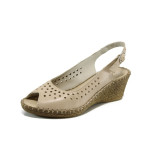Бежови анатомични дамски сандали, естествена кожа - всекидневни обувки за лятото N 100011056