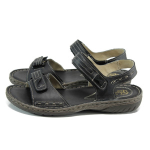 Черни анатомични дамски сандали, естествена кожа - всекидневни обувки за лятото N 100011051