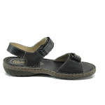 Черни анатомични дамски сандали, естествена кожа - всекидневни обувки за лятото N 100011051