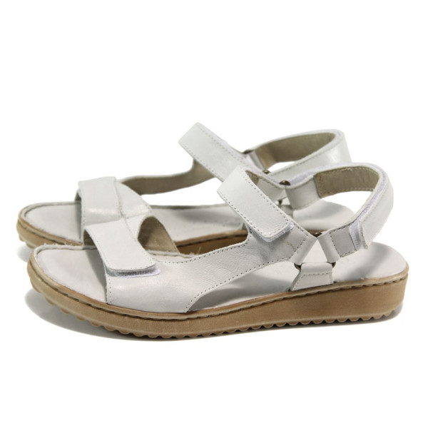 Бели ортопедични дамски сандали, естествена кожа - всекидневни обувки за лятото N 100011054