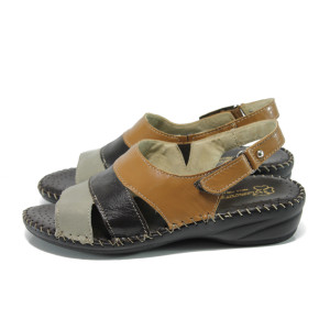 Кафяви дамски сандали, естествена кожа - всекидневни обувки за лятото N 100011116