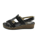 Черни дамски сандали, естествена кожа - всекидневни обувки за лятото N 100011117