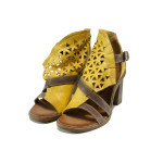 Жълти анатомични дамски сандали, естествена кожа - всекидневни обувки за лятото N 100011106