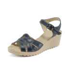 Сини анатомични дамски сандали, естествена кожа - всекидневни обувки за лятото N 100011151