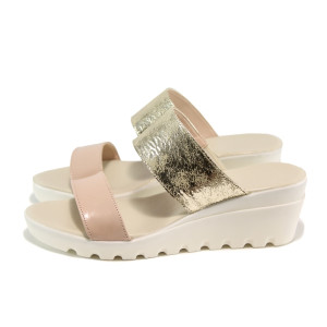 Жълти анатомични дамски чехли, здрава еко-кожа - всекидневни обувки за лятото N 100011154