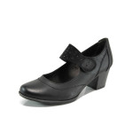 Черни дамски обувки със среден ток, здрава еко-кожа - всекидневни обувки за есента и зимата N 100011146