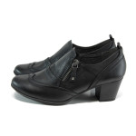 Черни дамски обувки със среден ток, здрава еко-кожа - всекидневни обувки за есента и зимата N 100011144