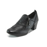 Черни дамски обувки със среден ток, здрава еко-кожа - всекидневни обувки за есента и зимата N 100011144