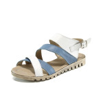 Бели дамски сандали, естествена кожа - всекидневни обувки за лятото N 100011109