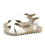 Бели дамски сандали, естествена кожа - всекидневни обувки за лятото N 100011108