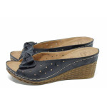 Черни анатомични дамски чехли, здрава еко-кожа - ежедневни обувки за пролетта и лятото N 100011185