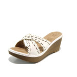 Бели анатомични дамски чехли, здрава еко-кожа - ежедневни обувки за пролетта и лятото N 100011184