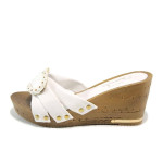 Бели анатомични дамски чехли, здрава еко-кожа - ежедневни обувки за пролетта и лятото N 100011182