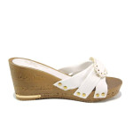 Бели анатомични дамски чехли, здрава еко-кожа - ежедневни обувки за пролетта и лятото N 100011182