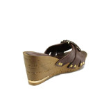 Кафяви анатомични дамски чехли, здрава еко-кожа - ежедневни обувки за пролетта и лятото N 100011183