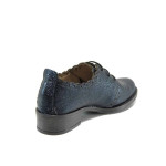 Сини анатомични дамски обувки със среден ток, естествена кожа - всекидневни обувки за есента и зимата N 100011252