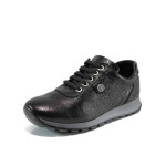 Черни анатомични дамски обувки с равна подметка, естествена кожа - всекидневни обувки за есента и зимата N 100011322
