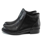 Черни дамски боти, естествена кожа - всекидневни обувки за есента и зимата N 100011296