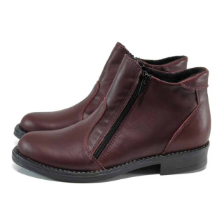 Винени дамски боти, естествена кожа - всекидневни обувки за есента и зимата N 100011297