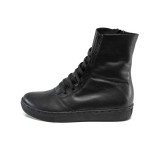 Черни дамски боти, естествена кожа - всекидневни обувки за есента и зимата N 100011301