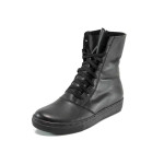 Черни дамски боти, естествена кожа - всекидневни обувки за есента и зимата N 100011301