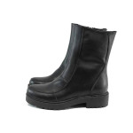 Черни дамски боти, естествена кожа - всекидневни обувки за есента и зимата N 100011302