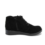 Черни анатомични дамски боти, естествен велур - всекидневни обувки за есента и зимата N 100011298