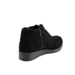 Черни анатомични дамски боти, естествен велур - всекидневни обувки за есента и зимата N 100011298