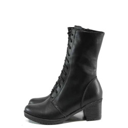 Черни дамски боти, естествена кожа - всекидневни обувки за есента и зимата N 100011303