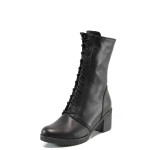 Черни дамски боти, естествена кожа - всекидневни обувки за есента и зимата N 100011303