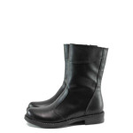 Черни дамски боти, естествена кожа - всекидневни обувки за есента и зимата N 100011306