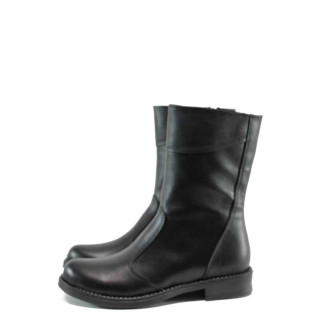 Черни дамски боти, естествена кожа - всекидневни обувки за есента и зимата N 100011306