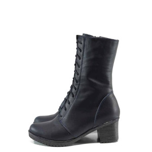 Сини дамски боти, естествена кожа - всекидневни обувки за есента и зимата N 100011305