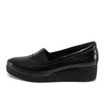 Черни ортопедични дамски обувки със среден ток, естествена кожа - всекидневни обувки за есента и зимата N 100011358