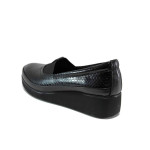 Черни ортопедични дамски обувки със среден ток, естествена кожа - всекидневни обувки за есента и зимата N 100011358