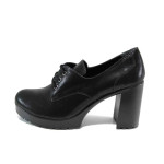 Черни дамски обувки с висок ток, естествена кожа - всекидневни обувки за есента и зимата N 100011355