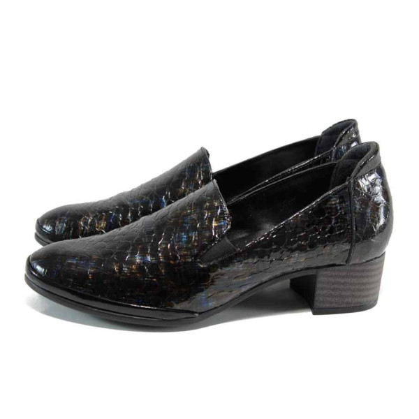 Кафяви анатомични дамски обувки със среден ток, естествена кожа - всекидневни обувки за есента и зимата N 100011357