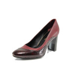 Винени дамски обувки с висок ток, естествена кожа - всекидневни обувки за целогодишно ползване N 100011484