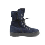 Сини дамски боти, естествен набук - всекидневни обувки за есента и зимата N 100011500