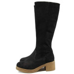 Черни анатомични дамски ботуши, естествен набук - всекидневни обувки за есента и зимата N 100011541