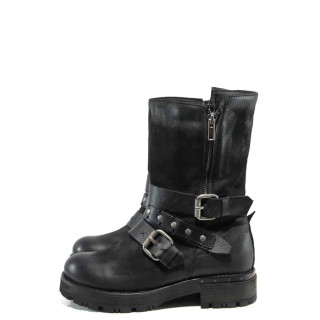 Черни анатомични дамски боти, естествена кожа - всекидневни обувки за есента и зимата N 100011539