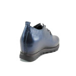 Сини анатомични дамски обувки с платформа, естествена кожа - всекидневни обувки за есента и зимата N 100011558