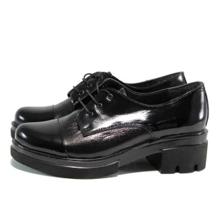 Черни анатомични дамски обувки със среден ток, естествена кожа - всекидневни обувки за есента и зимата N 100011564