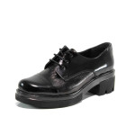 Черни анатомични дамски обувки със среден ток, естествена кожа - всекидневни обувки за есента и зимата N 100011564