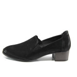 Черни анатомични дамски обувки със среден ток, естествена кожа - всекидневни обувки за есента и зимата N 100011568