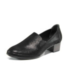 Черни анатомични дамски обувки със среден ток, естествена кожа - всекидневни обувки за есента и зимата N 100011567