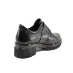 Черни анатомични дамски обувки със среден ток, естествена кожа - всекидневни обувки за есента и зимата N 100011565